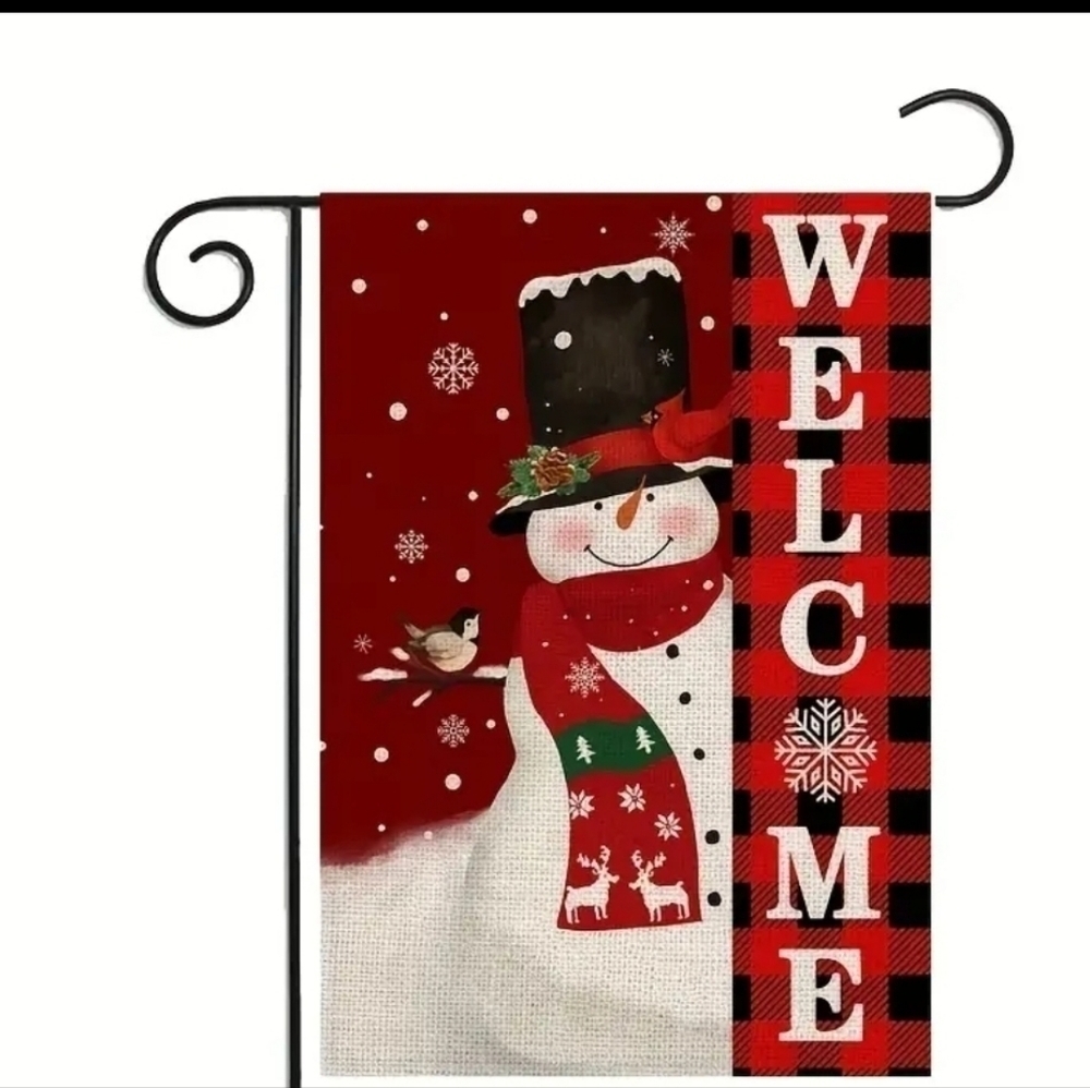 Welcome Snowman Garden Flag